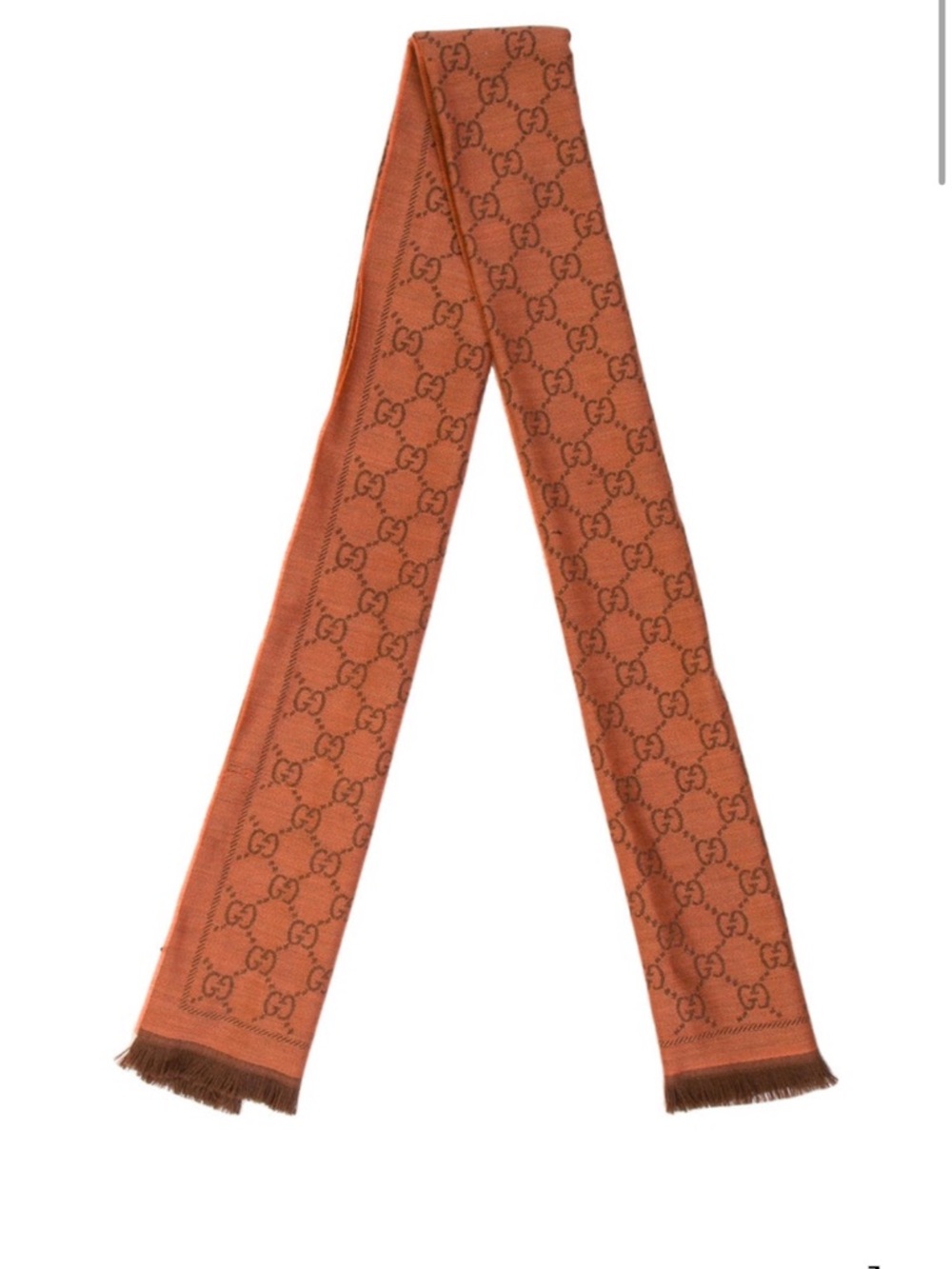 Gucci Orange and Brown GG Monogram Scarf